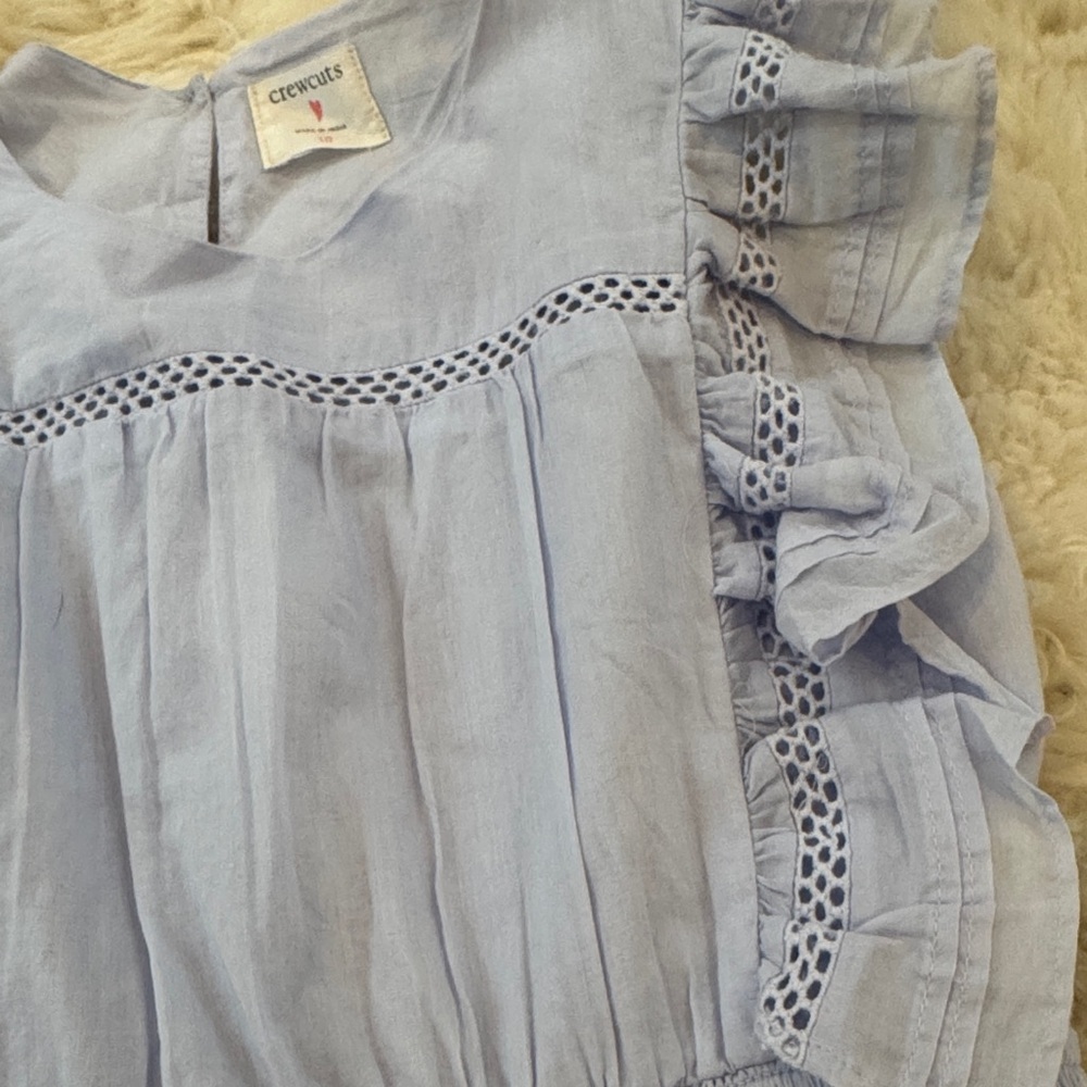 Girls Blue Teatime Dress in Cotton Voile - Picture 5 of 10